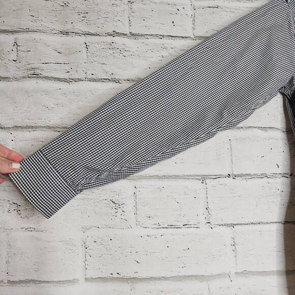 EDUN Mens Black White Gingham Collared Cotton Long Sleeve Button Up Shirt XL - Picture 5 of 12